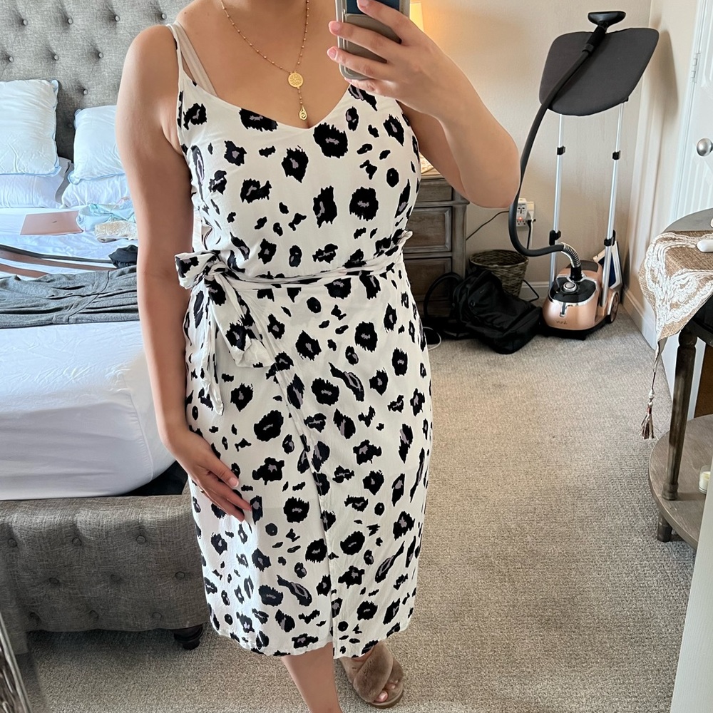 SHEIN Animal Print Sleeveless Wrap Midi Dress - Size M